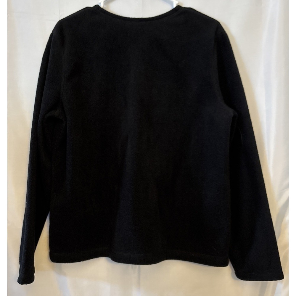 Women's Black Fleece Zip Up Sweater Cardigan Embroidered Cardinals CottageCore M - Picture 4 of 6